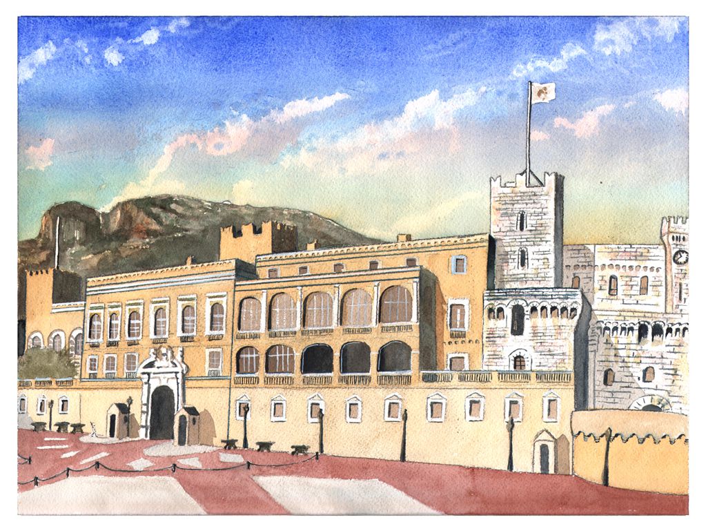 The Prince's Palace - Watercolour on Arches paper -  12' X 16' (31 cmX 41 cm)