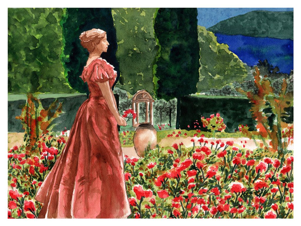 Villa Rothschild - Baronness Beatrix  - Watercolour on Arches paper -   12' X 16' (31cm X 41cm)