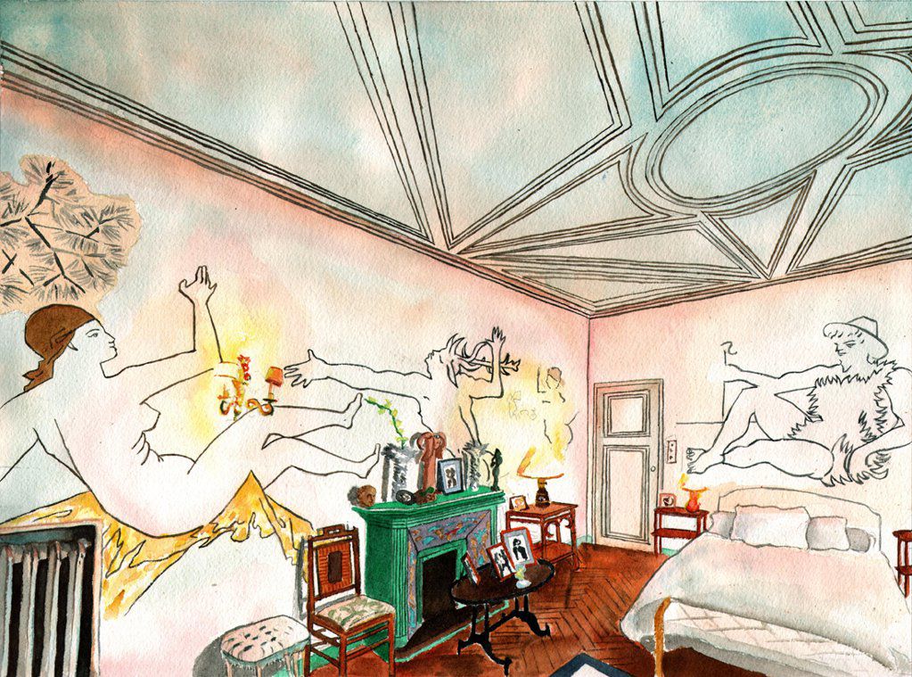 Villa Santo Sospir - Chambre de Diane - Aquarelle sur Papier Arches - 31 cm X 41 cm - 12' X 16'