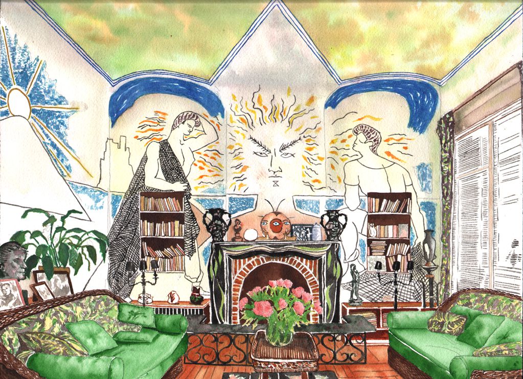 Villa Santo Sospir - Salon - Aquarelle sur Papier Arches - 31 cm X 41 cm - 12' X 16'