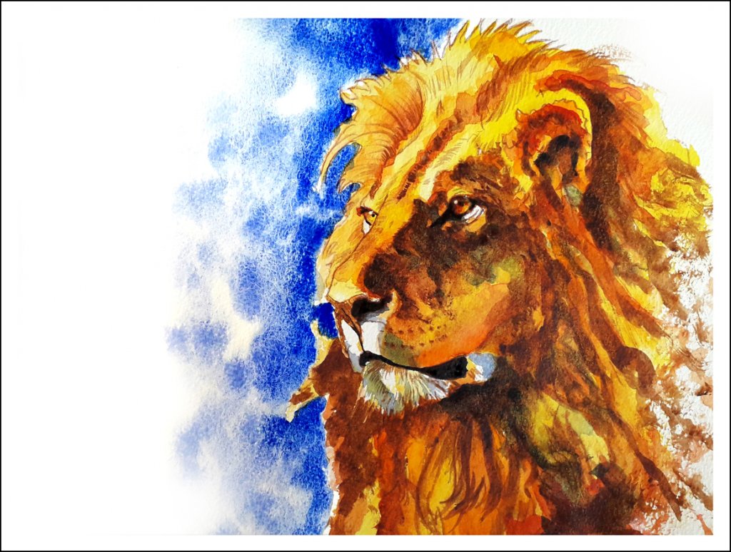 Lion - Watercolour on Arches paper -  12' X 16' (31 cmX 41 cm)
